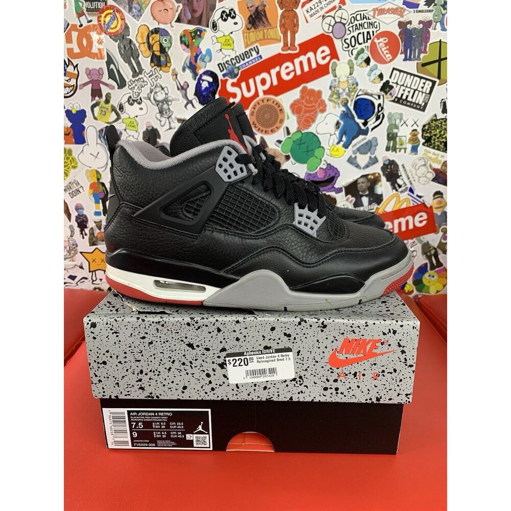 Size 7.5 - Air Jordan 4 Retro Bred Reimagined 100% Authentic!